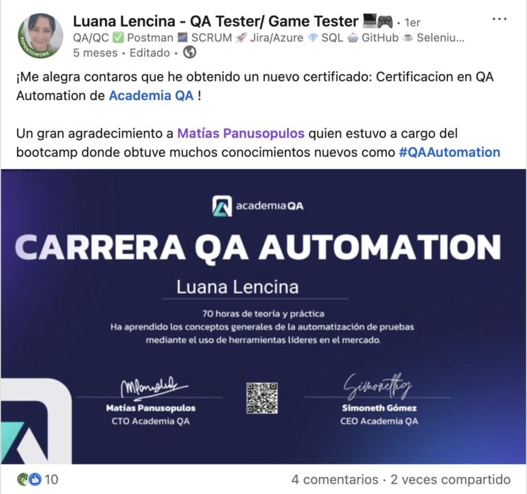 Certificado Academia QA