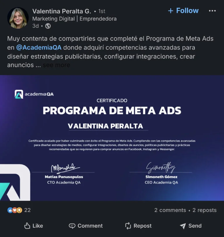 Certificado Programa de Meta Ads