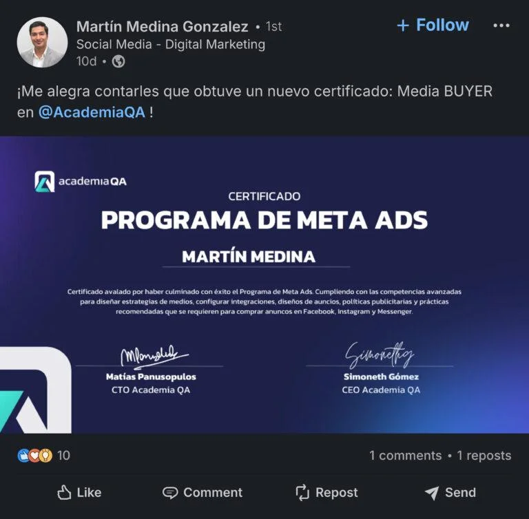 Certificado Programa de Meta Ads