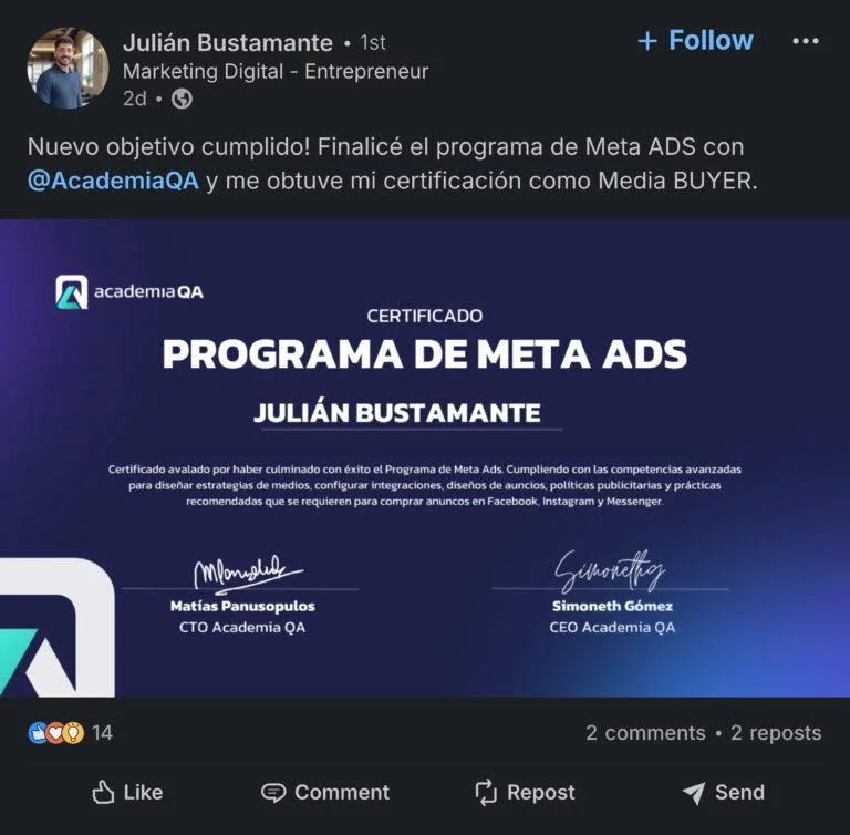 Certificado Programa de Meta Ads